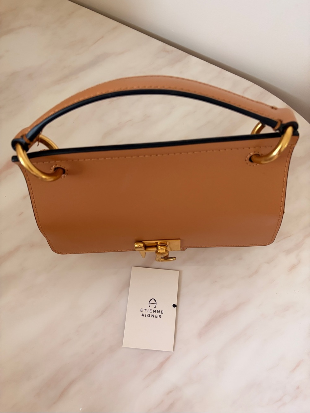 Etienne Aigner Wicker Handbag with Tan Leather Flap and Gold Hardware - Picture 7 of 7